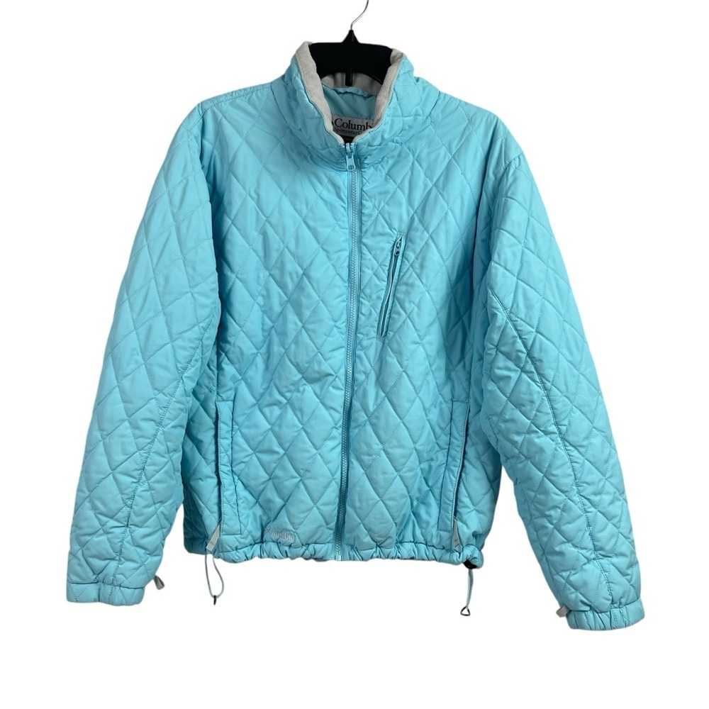 Columbia Interchange Womens Jacket Lined Quilted Mock Neck Blue XL
